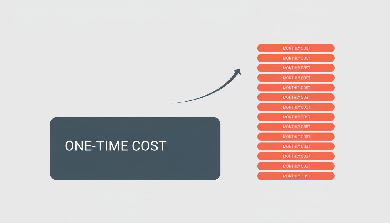 Diagram comparing one-time shutdown cost versus accumulating monthly maintenance costs