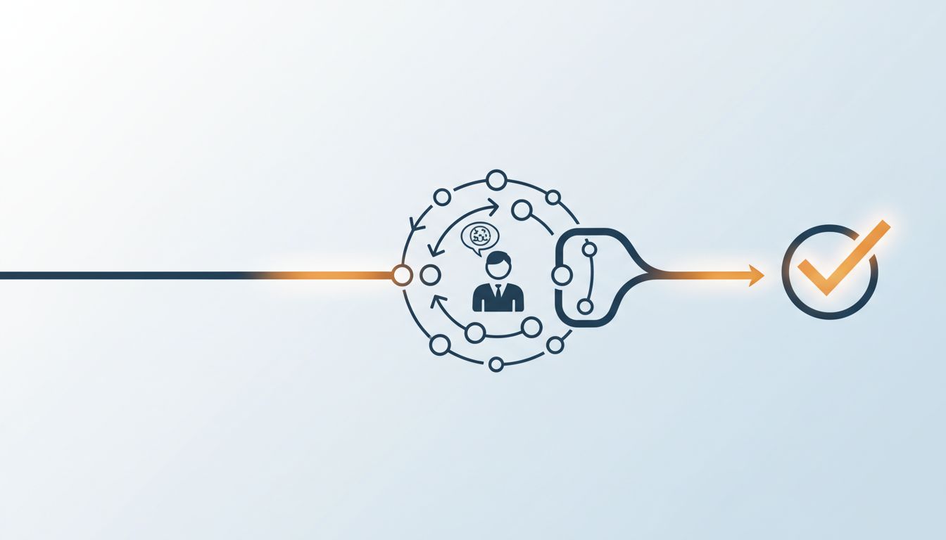 Decision path diagram showing how bypassing a central meeting node reaches outcomes faster