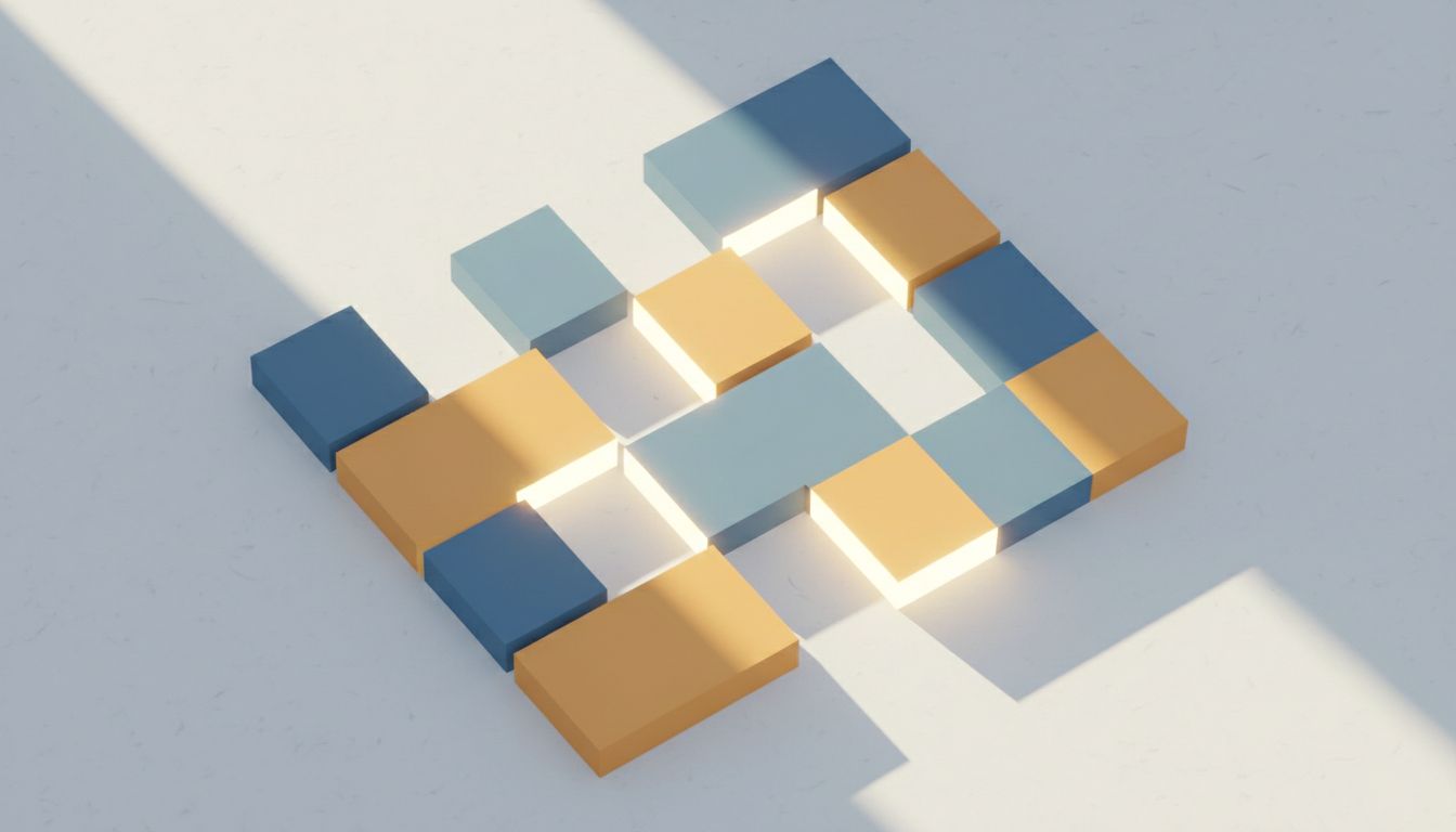 Abstract illustration of an empty calendar grid with light passing through it, representing productive time freed from meetings