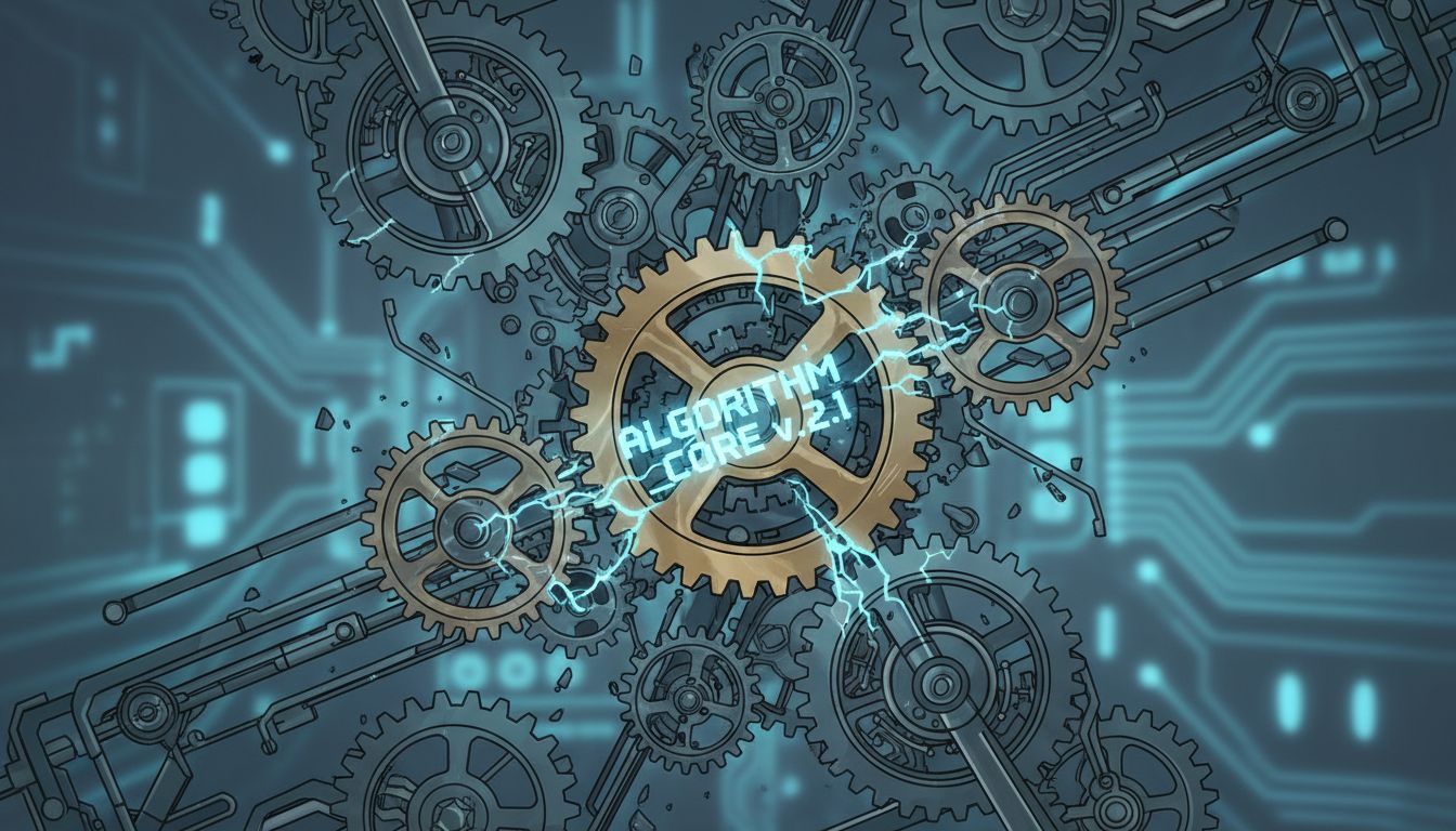 Clockwork gears slowly falling out of alignment, representing prompt drift