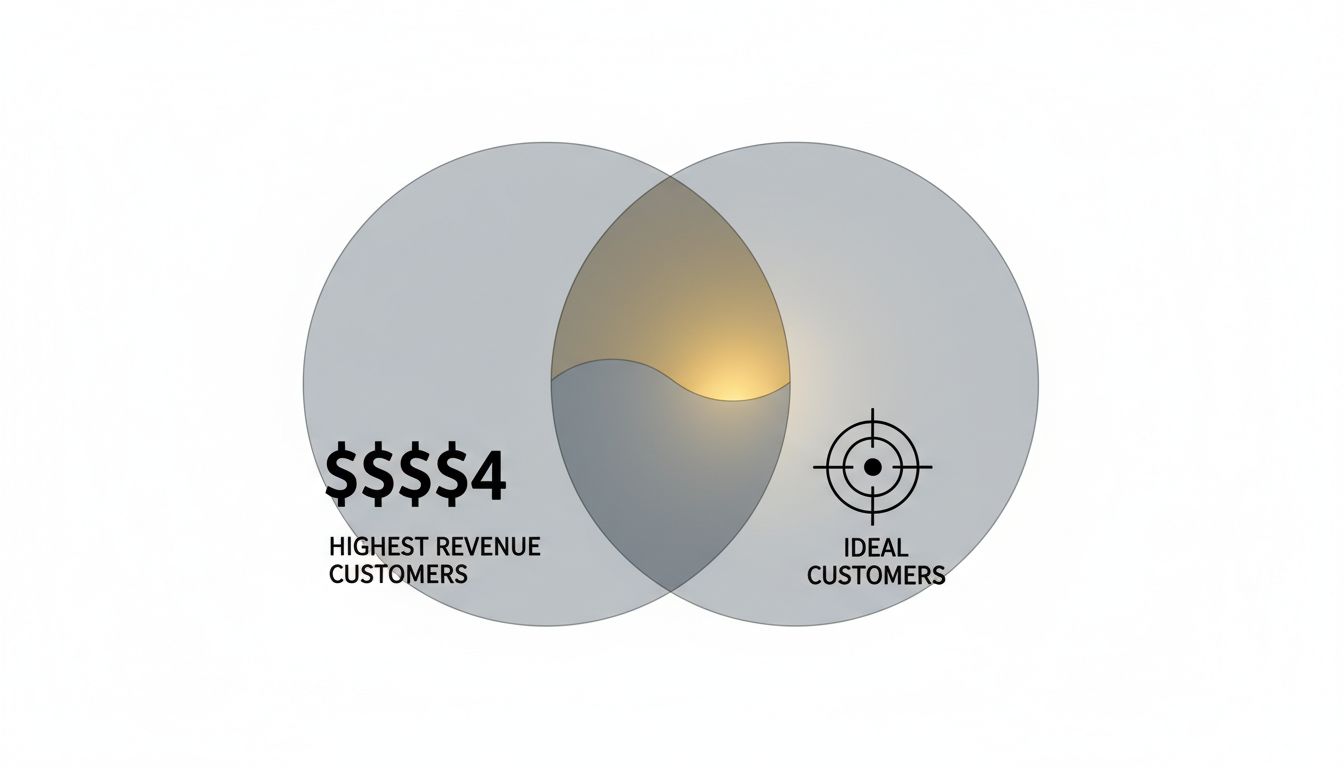 Venn diagram illustrating the gap between highest-revenue customers and ideal strategic customers