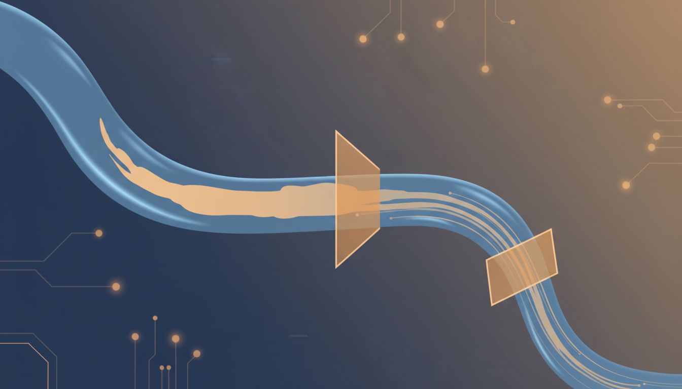 Abstract illustration of attention residue as a lagging stream