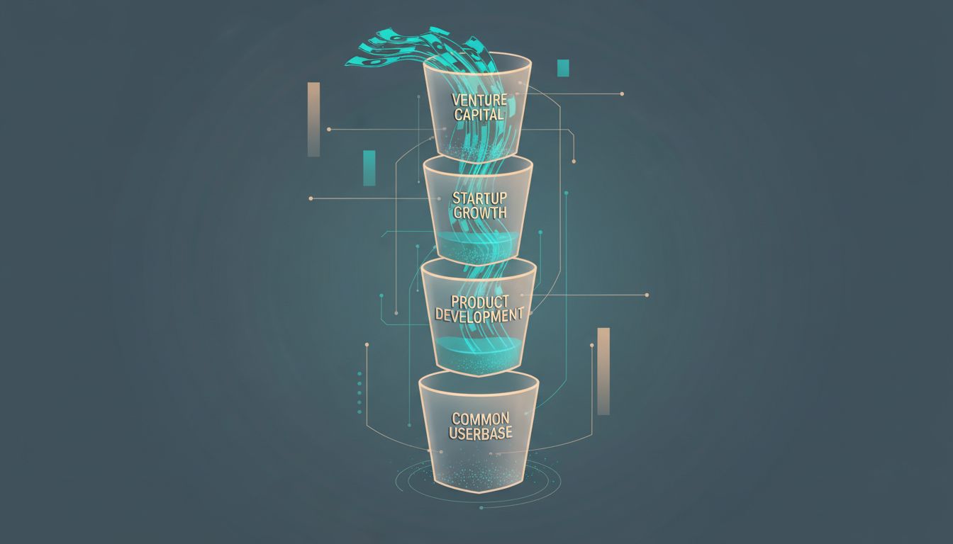 Illustration of a liquidation waterfall where money flows into investor tiers and runs out before reaching common shareholders