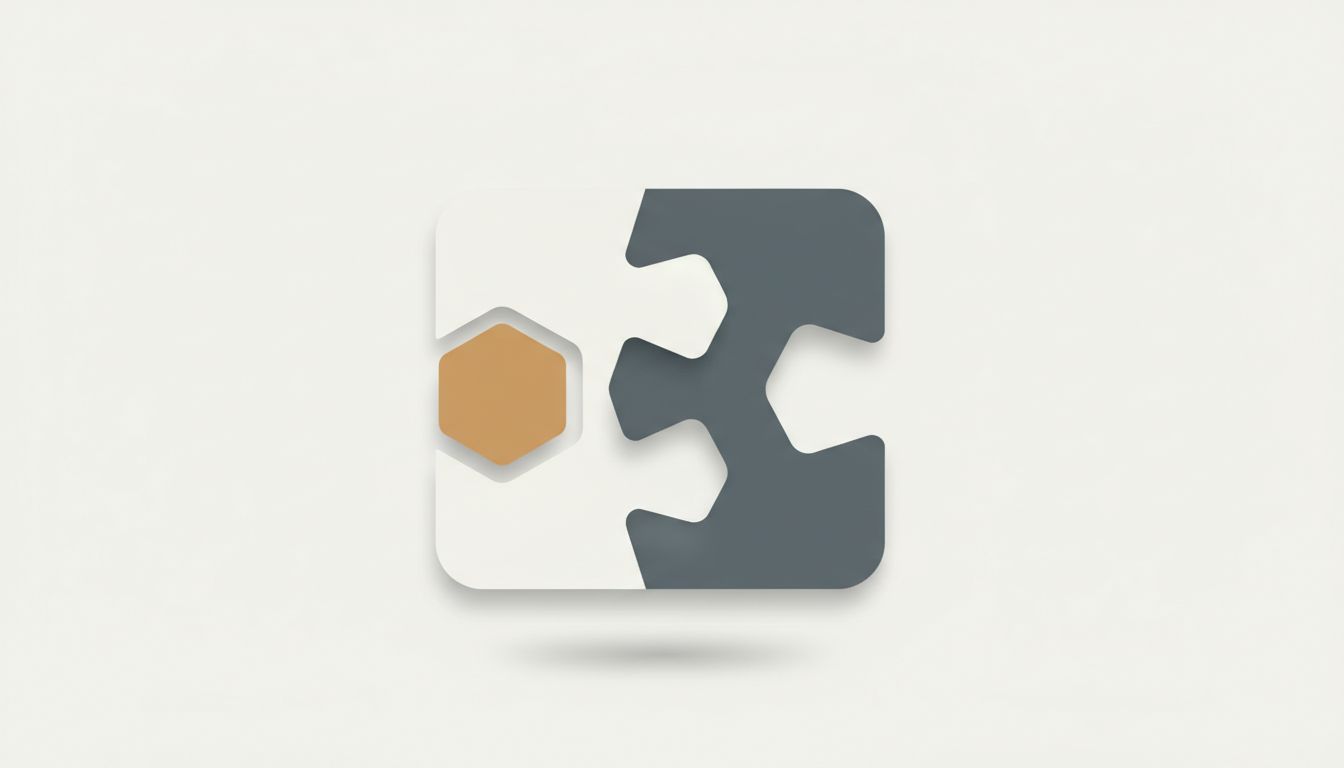 Abstract illustration of a small app icon being absorbed into a larger corporate shape