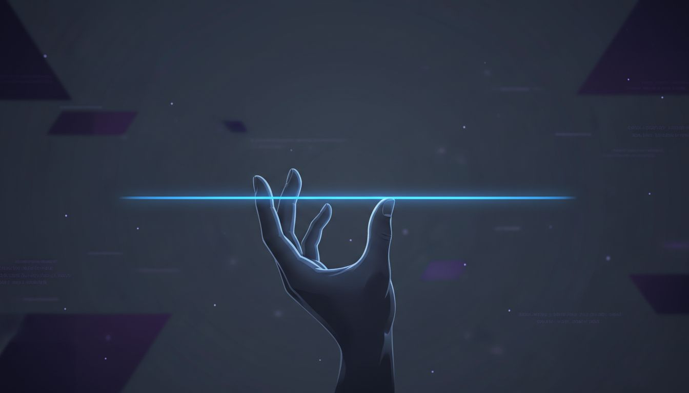 A glowing thread suspended in darkness, representing value before a product exists