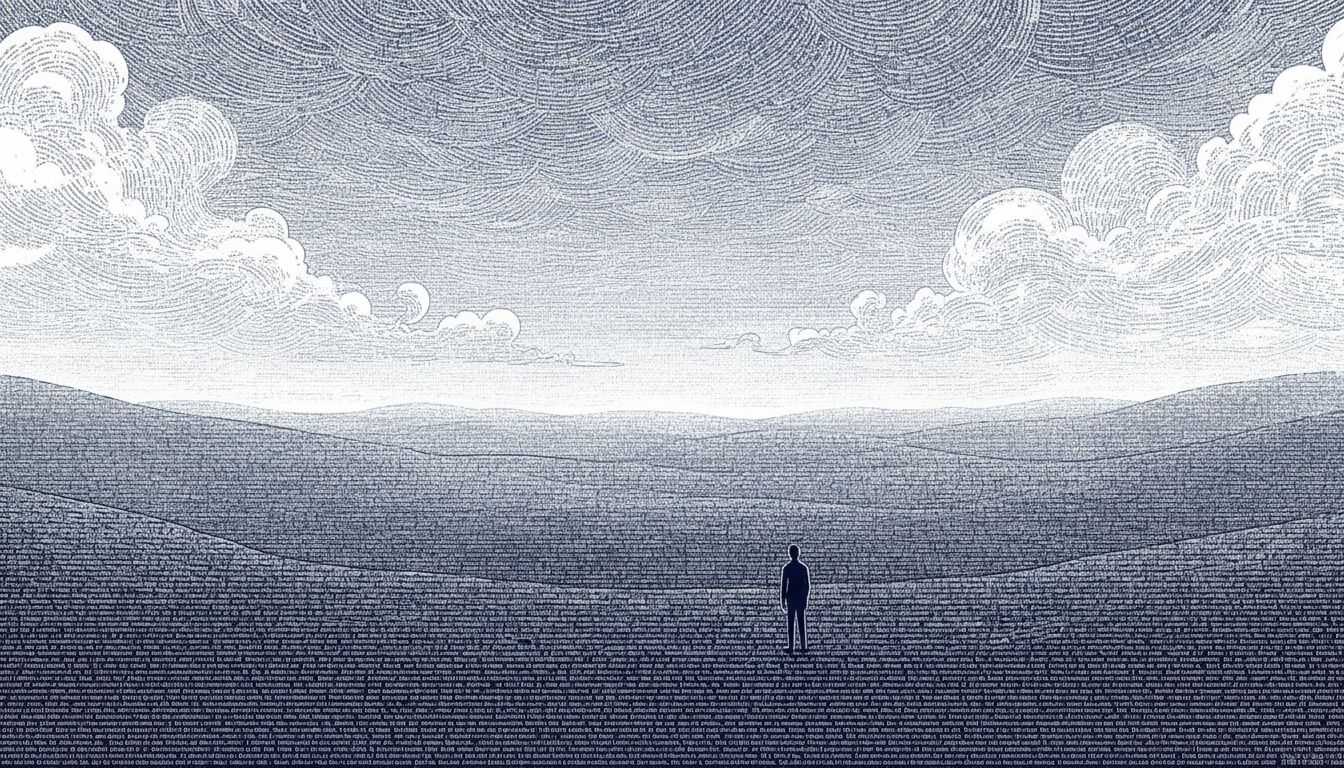 Abstract illustration of a founder confronting the dense fine print of a venture term sheet