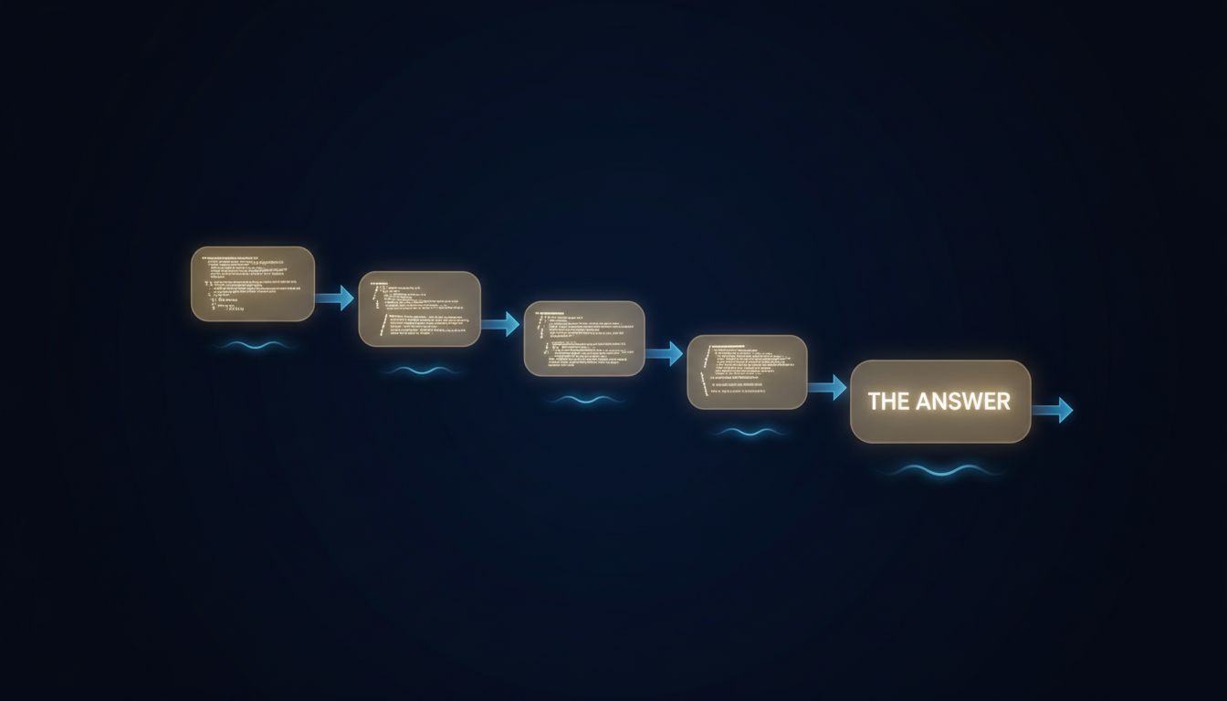 Diagram showing chain-of-thought steps as floating scaffolding with no ground beneath them