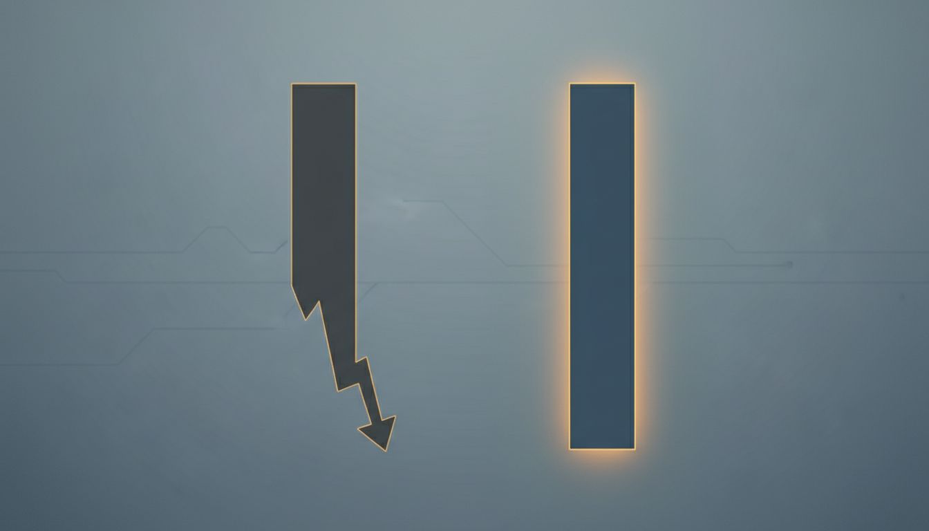 Abstract illustration of a competitor's price dropping to zero while another holds steady