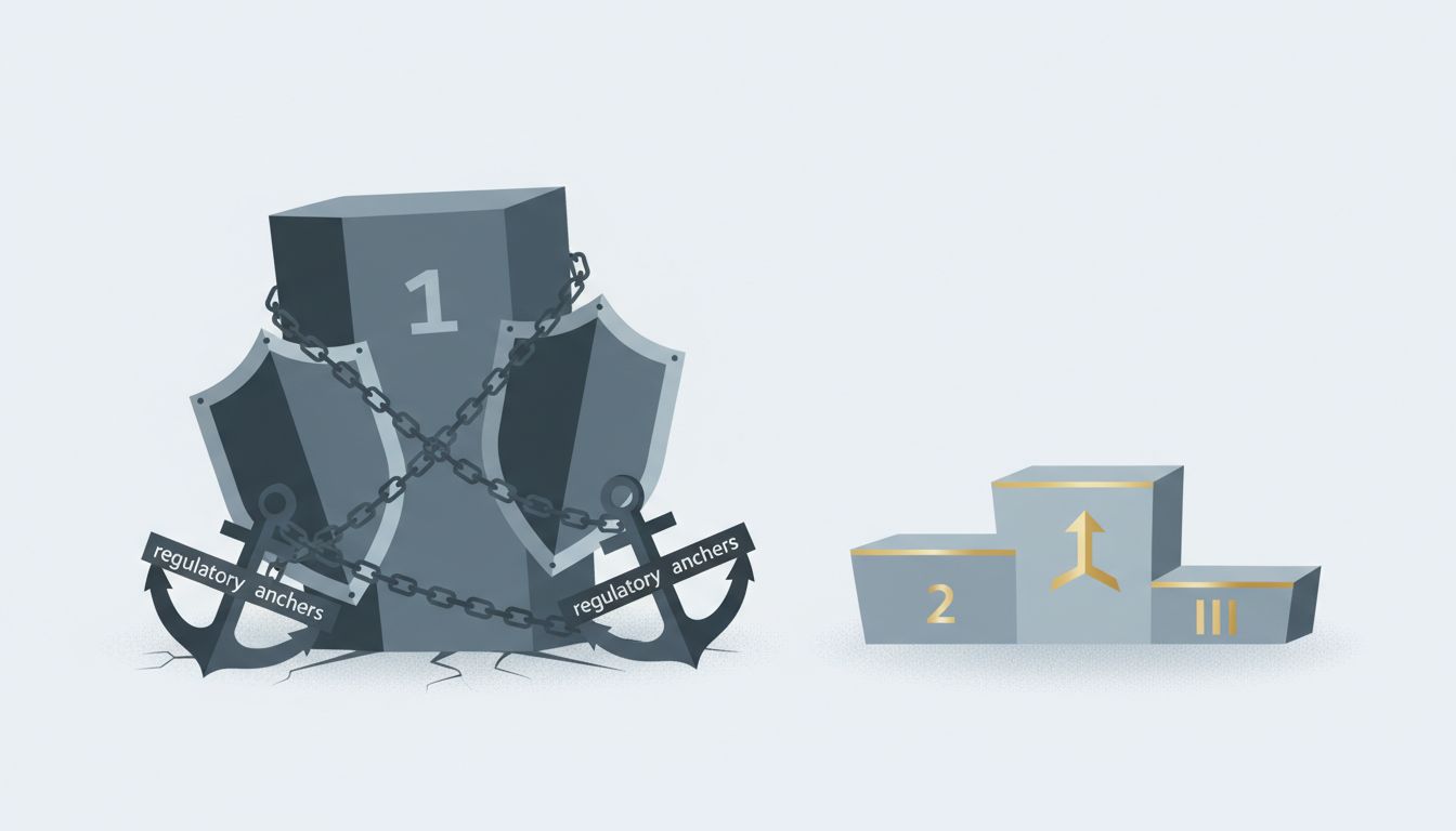 Illustration contrasting the cost burdens of a market leader versus a lighter, more profitable second-place competitor
