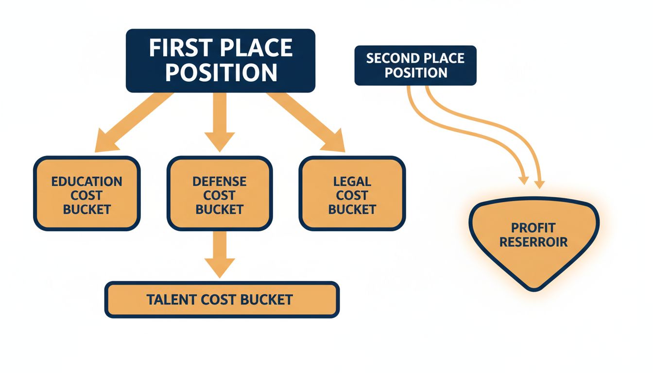 Diagram showing how capital expenditure flows differently for market leaders versus second-place competitors