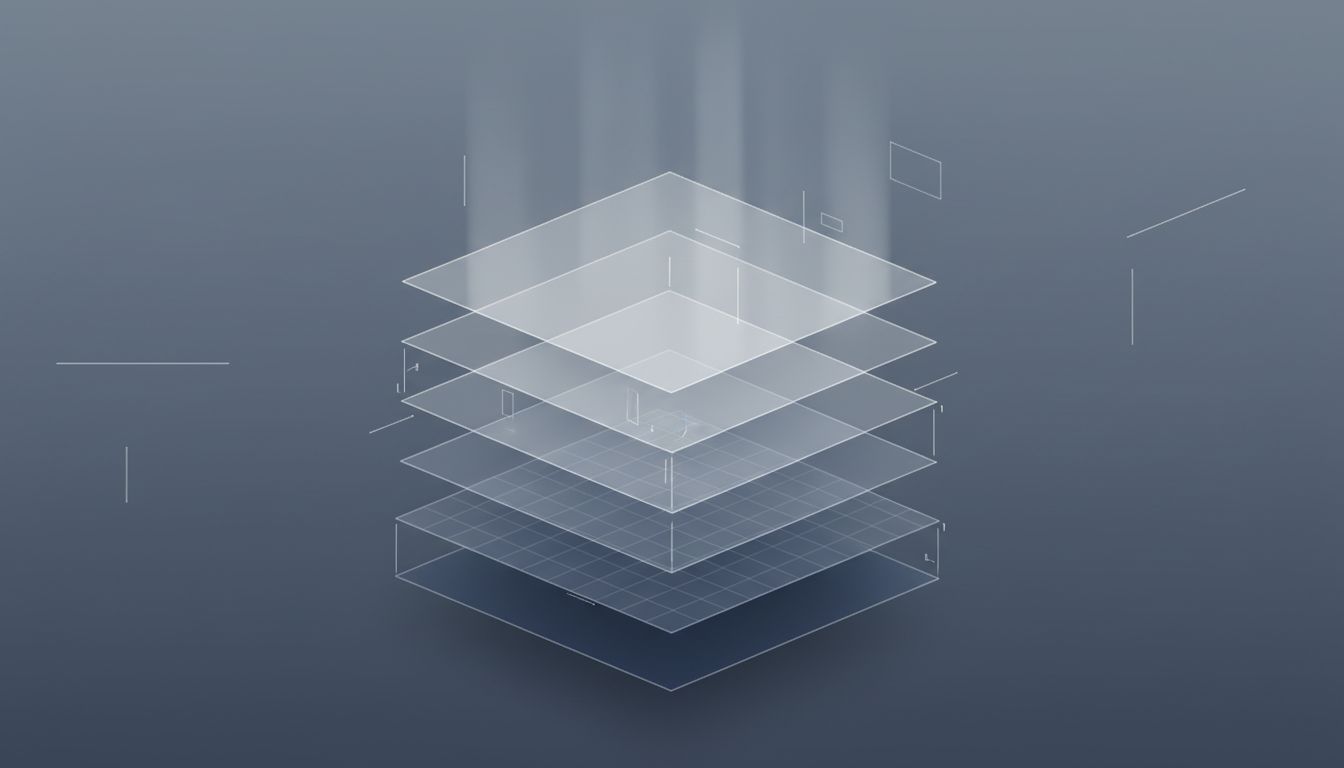 Diagram of abstraction layers fading and dissolving upward