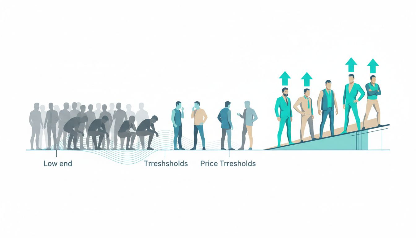 Abstract diagram showing buyer commitment increasing with price thresholds