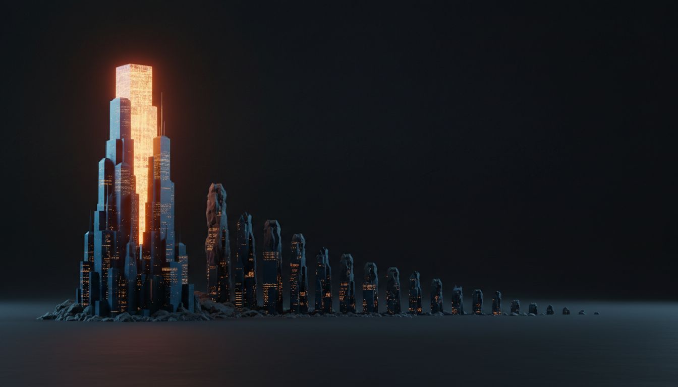 Power law distribution showing a dominant first-place bar dwarfing all competitors