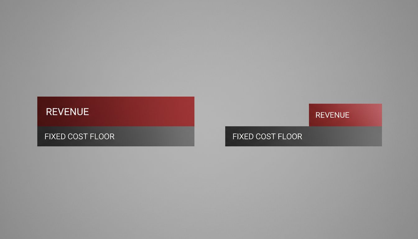 Side-by-side diagram comparing the margin structures of a market leader versus a second-place competitor