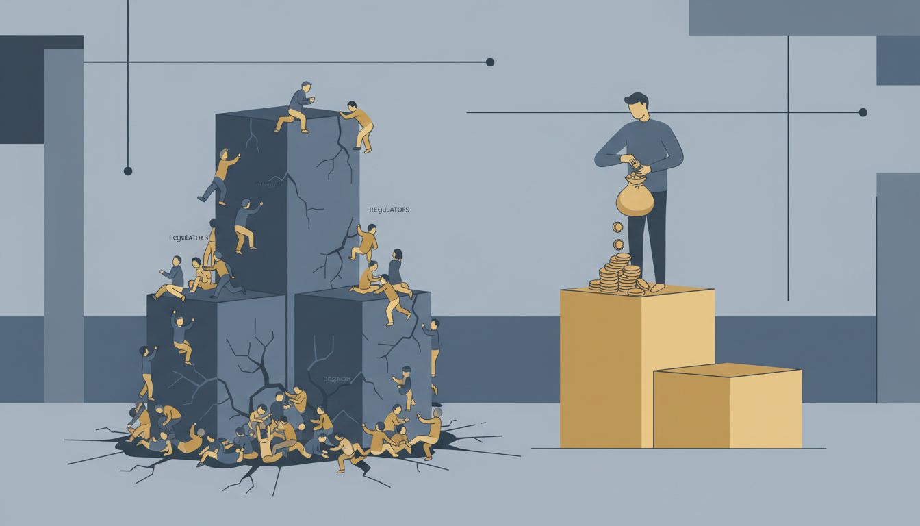 Illustration showing first place podium burdened with obligations versus a clean, profitable second place position