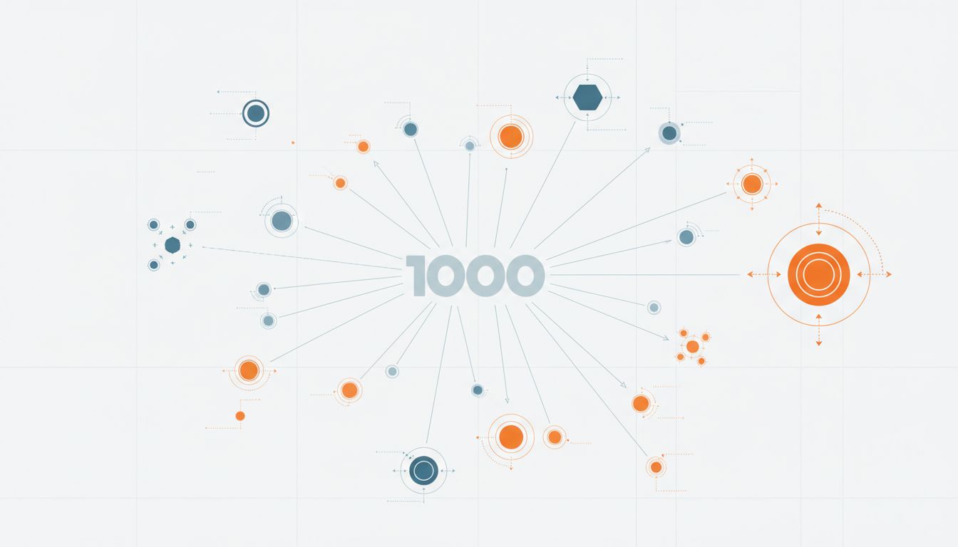 Abstract diagram showing one aggregate number splitting into clusters of varying sizes, some growing and some contracting