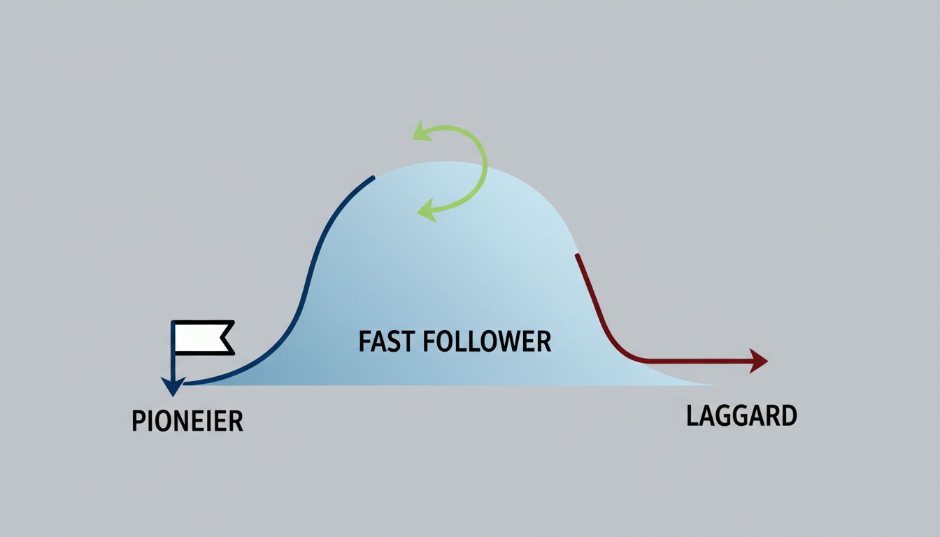 Diagram showing how fast followers often capture more market value than pioneers