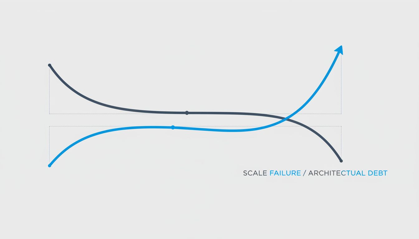 Diagram showing how the second entrant's growth curve surpasses the pioneer's after learning from its plateau