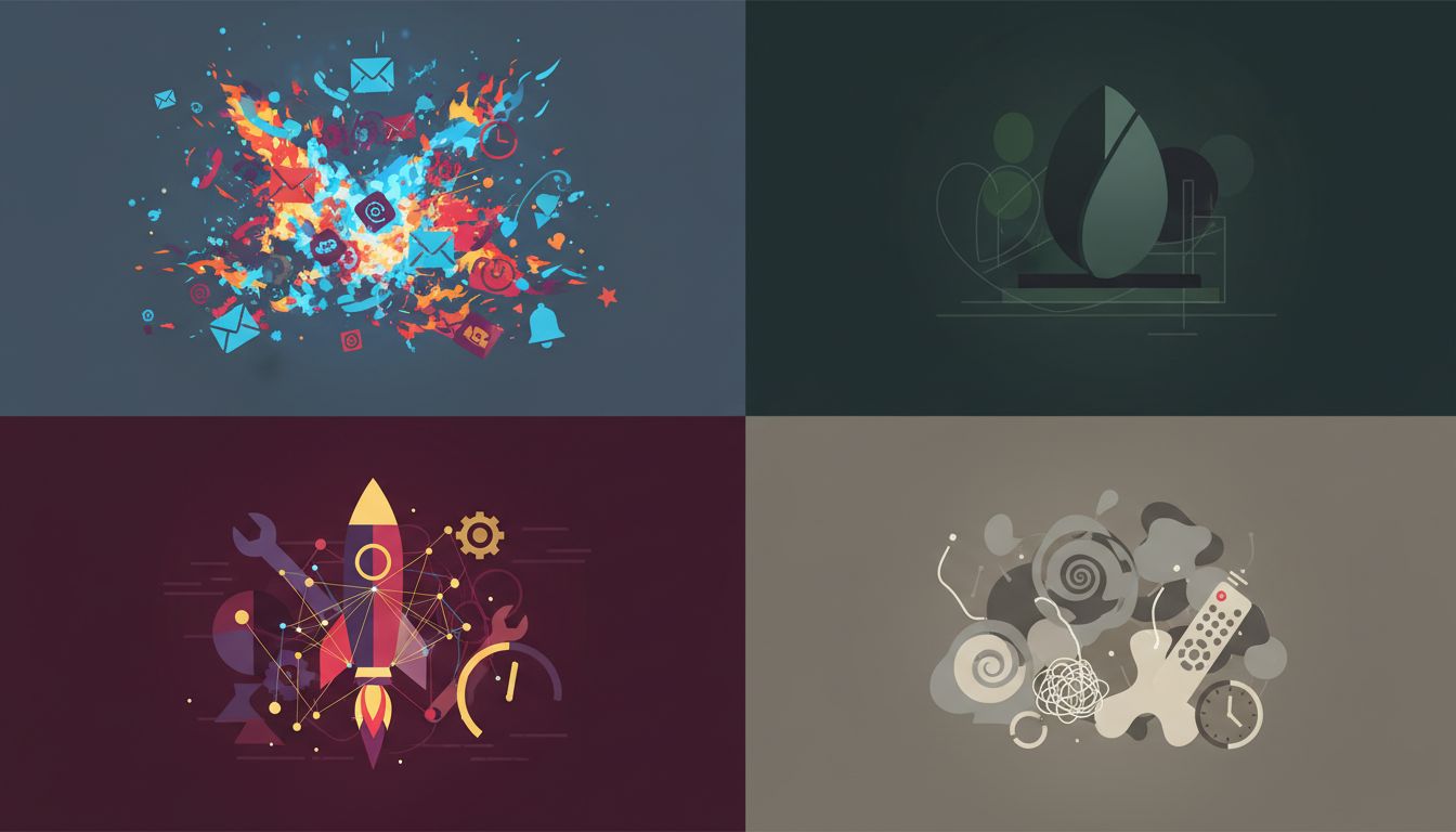 Abstract illustration of a matrix where the urgent quadrant glows brightly and the important quadrant sits in darkness