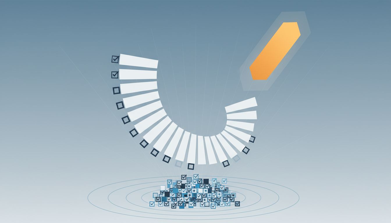 Diagram showing how task lists bend toward easy, completable items while important work drifts out of reach