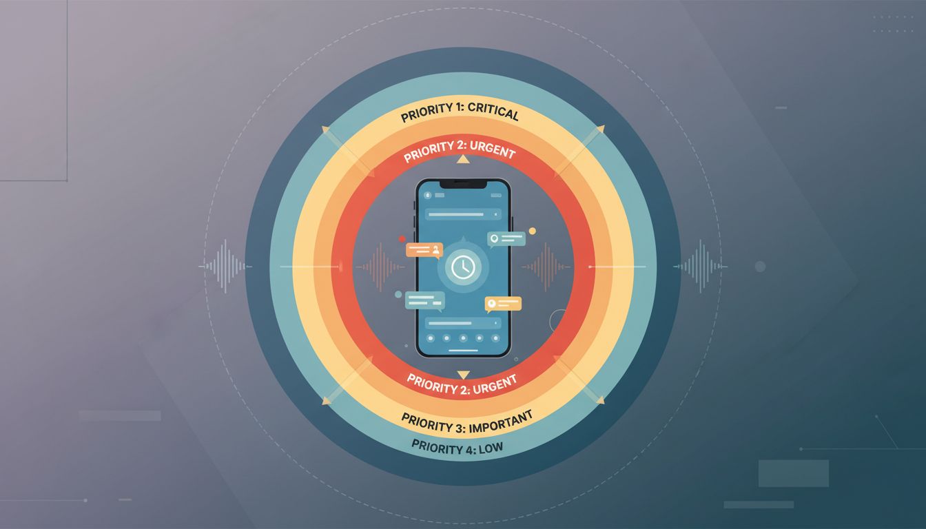 Diagram illustrating different notification delivery methods and their relative priority levels