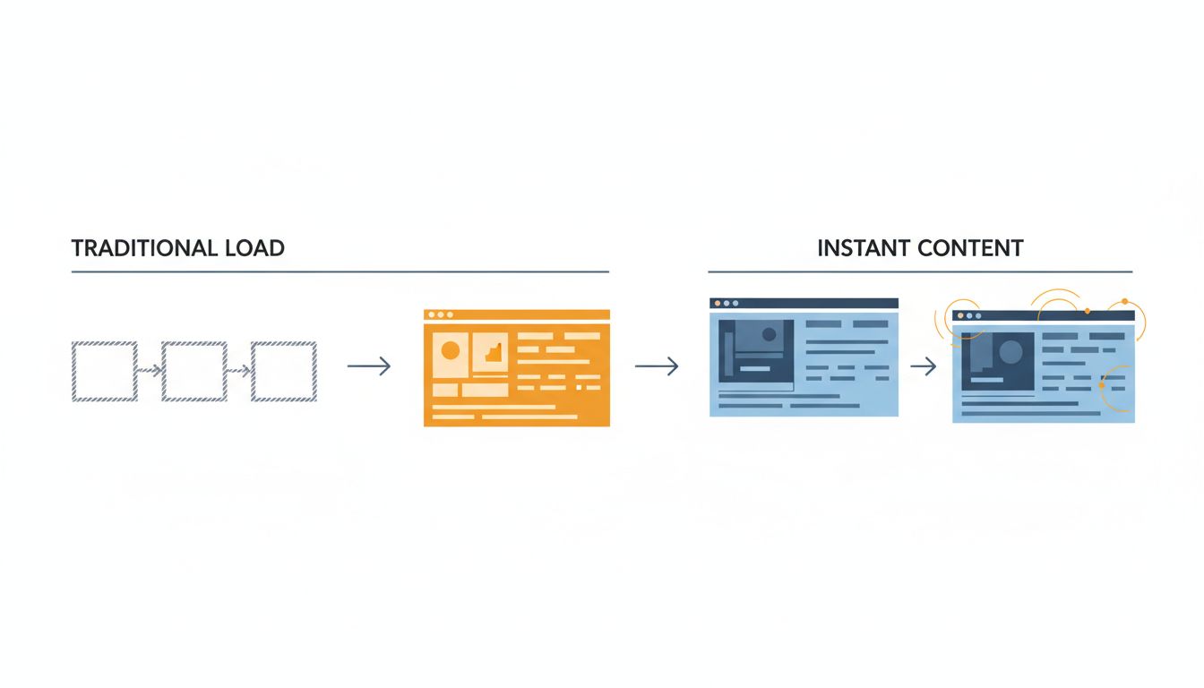 Diagram comparing blocking load patterns against optimistic UI patterns across time