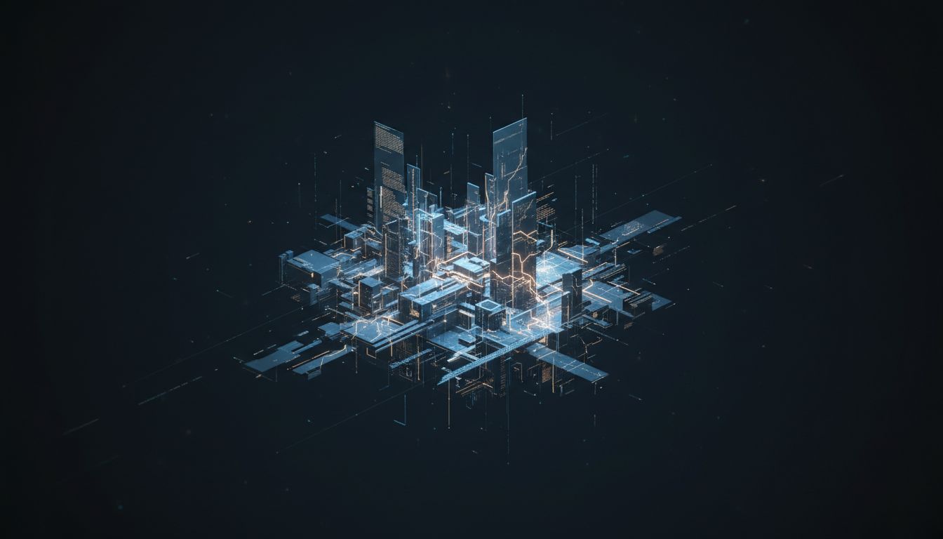 A blueprint made of prompt text developing hairline cracks