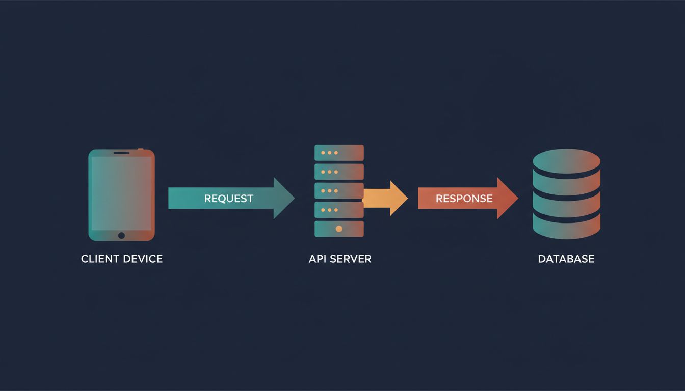 Diagram showing a client request triggering a second hidden fetch from server to database, with latency accumulating at each hop