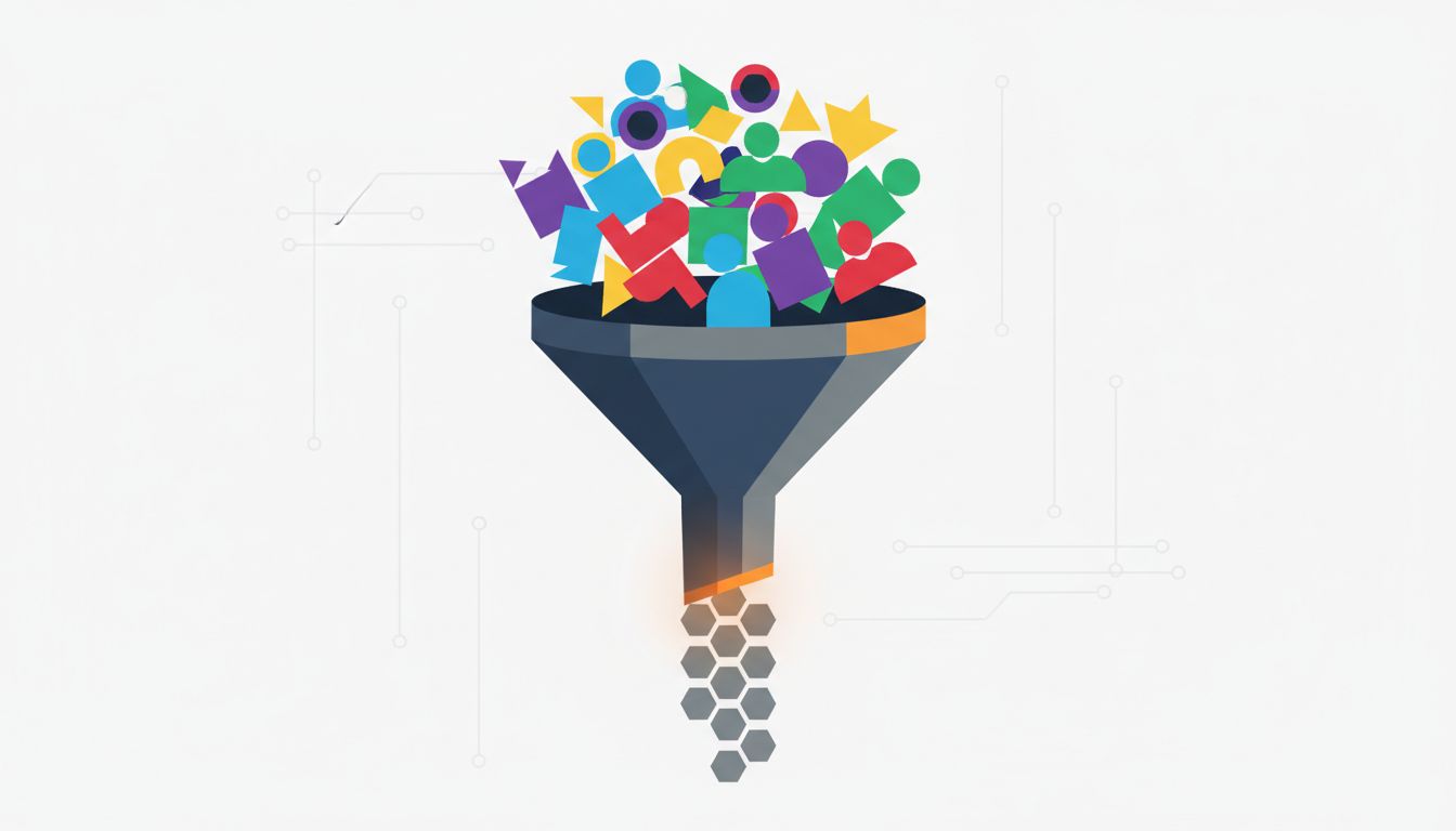 Abstract funnel diagram showing how early adopters collapse into a misleading single signal