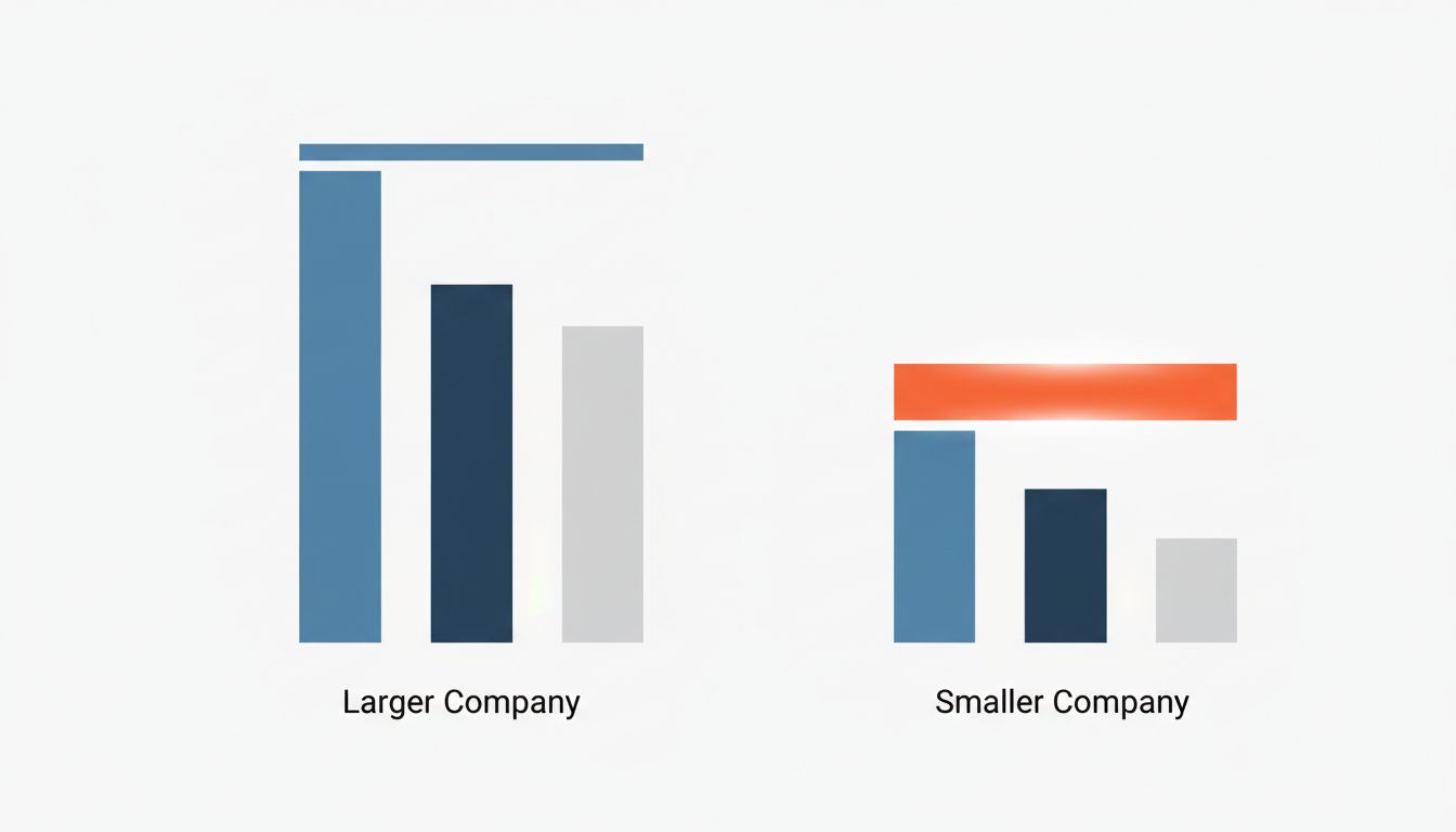 Diagram comparing cost structures of market leader versus challenger, showing challenger's wider margins