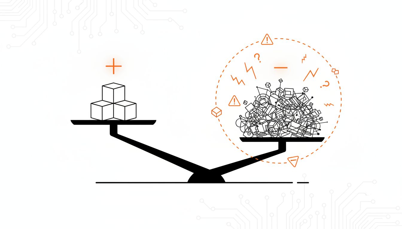 Diagram showing the asymmetric burden of adding versus removing product features