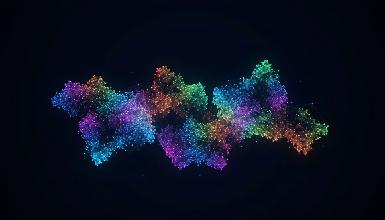 Abstract visualization of clustered vectors in a high-dimensional embedding space