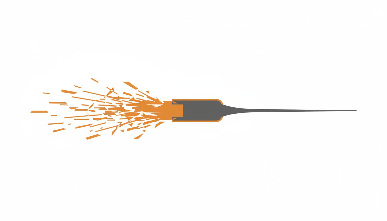 Diagram of two contrasting startup trajectories converging at the same failure point