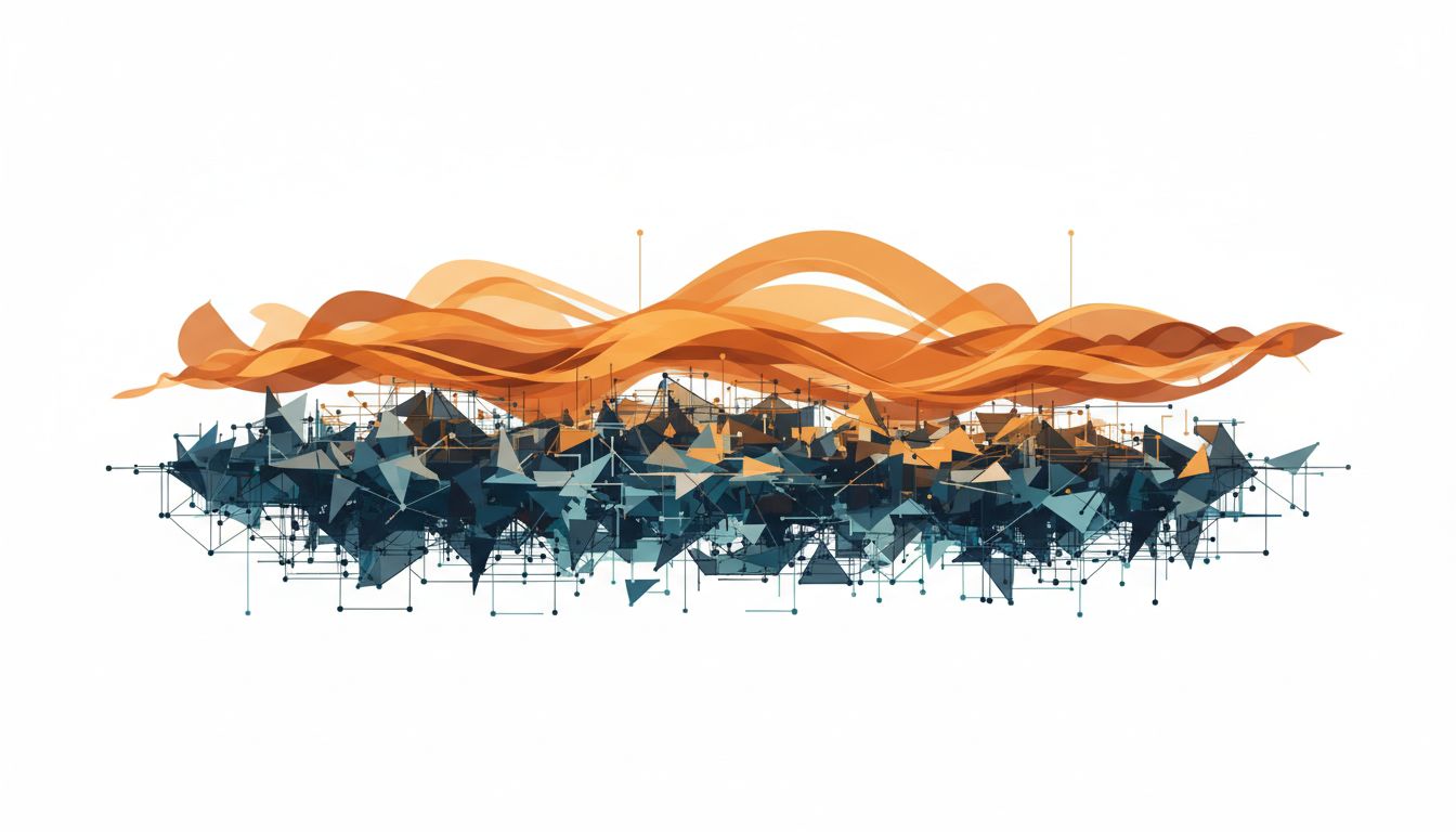 Abstract illustration showing fixed deep neural network layers contrasted with adjustable surface-level output layers