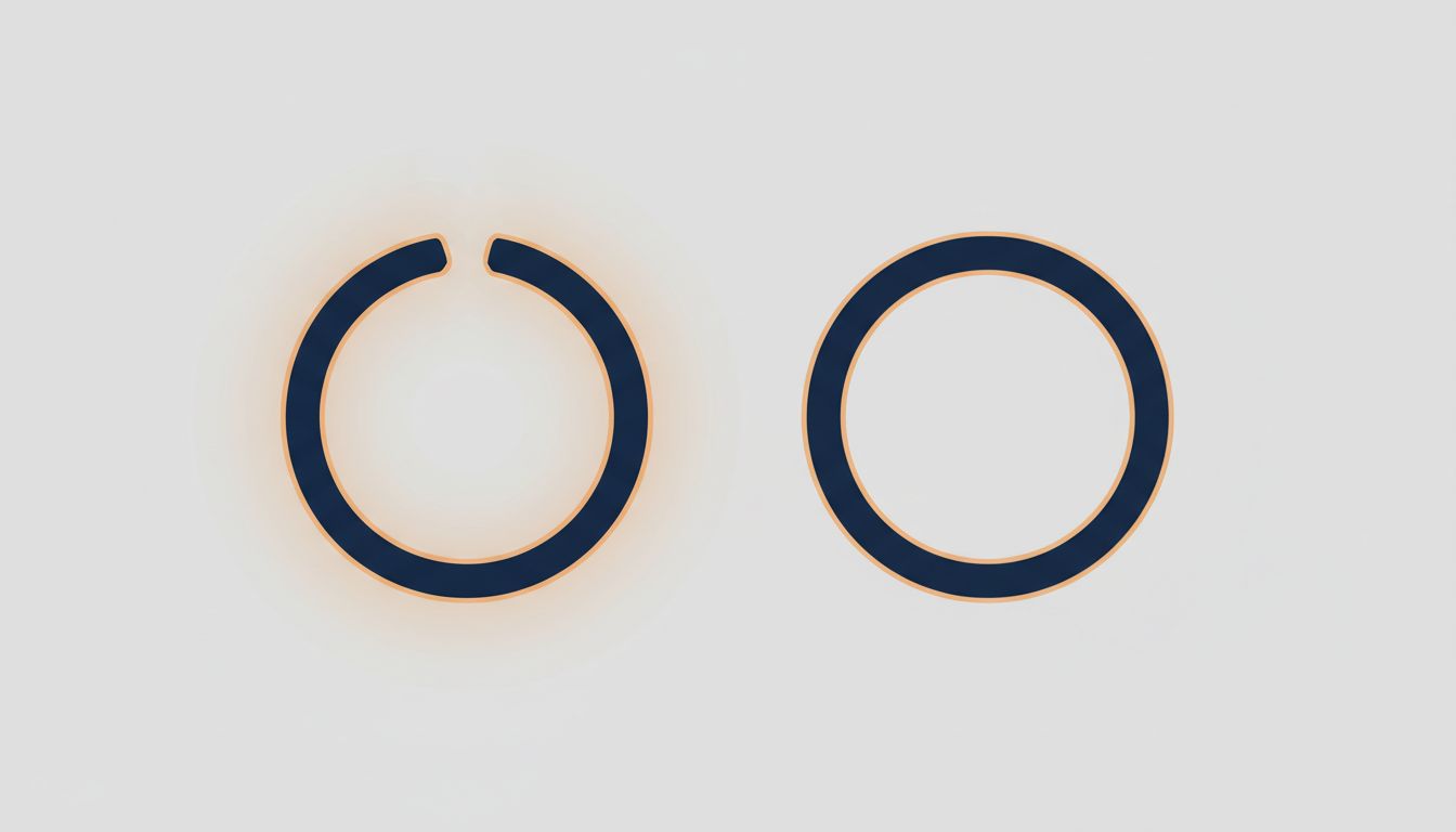 Two loops, one open and unresolved, one cleanly closed, illustrating the difference between finishing and closing a task