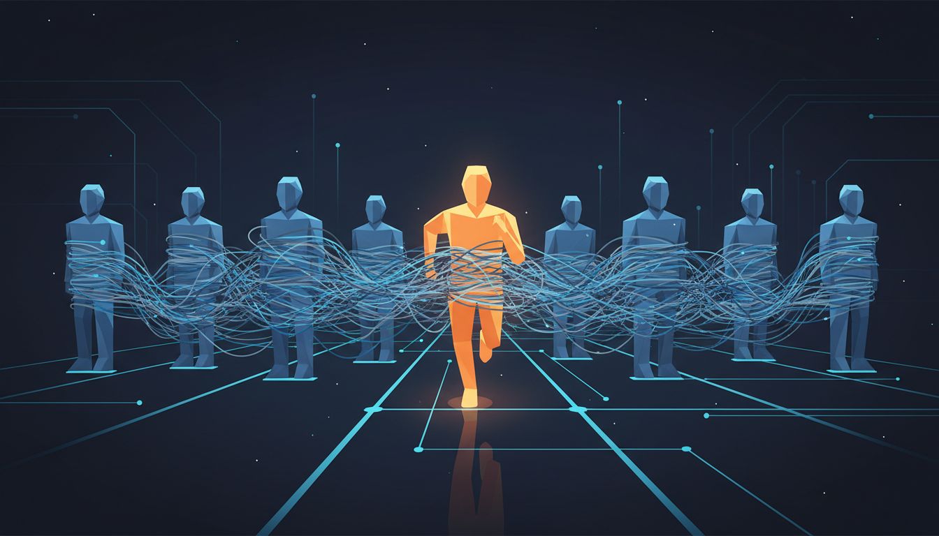 Illustration of a single fast engineer creating dependency that blocks the rest of the team