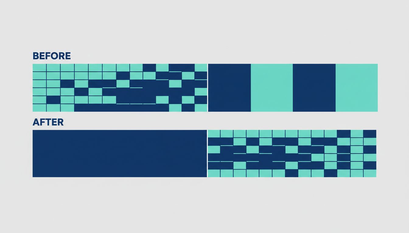 Before and after comparison of meeting placement across the workday