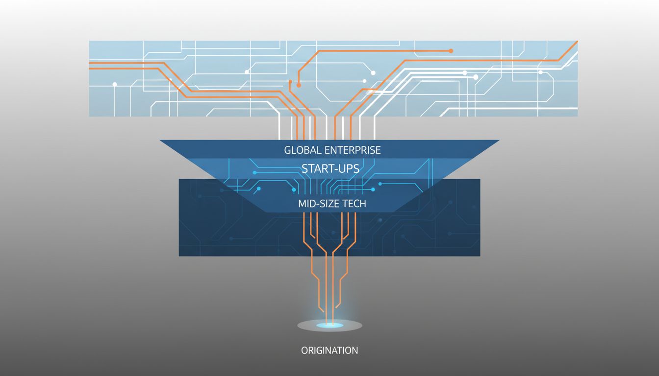 Diagram showing value flowing upward from open source foundations to large corporations with no return flow