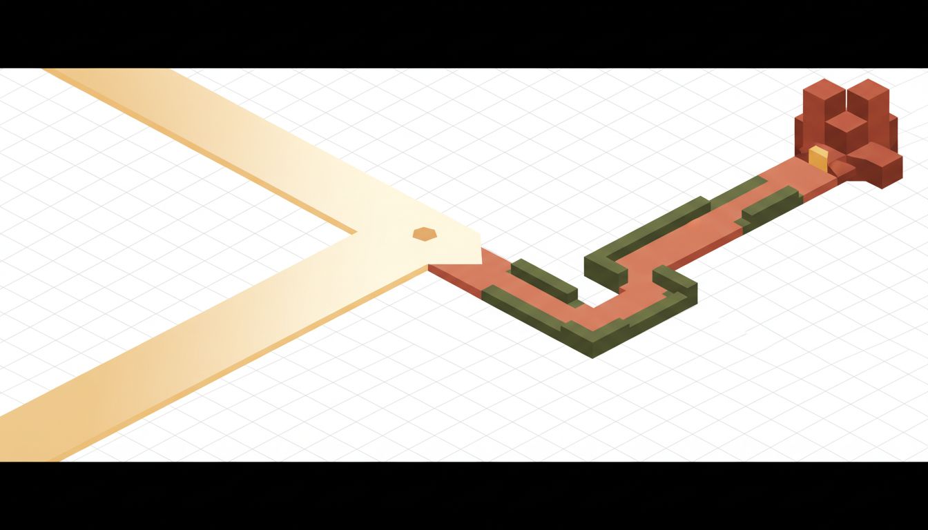 Two diverging paths representing readable versus structurally simple code