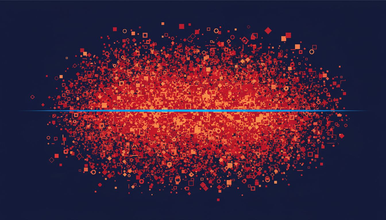 Abstract illustration of a clean signal line cutting through chaotic notification noise