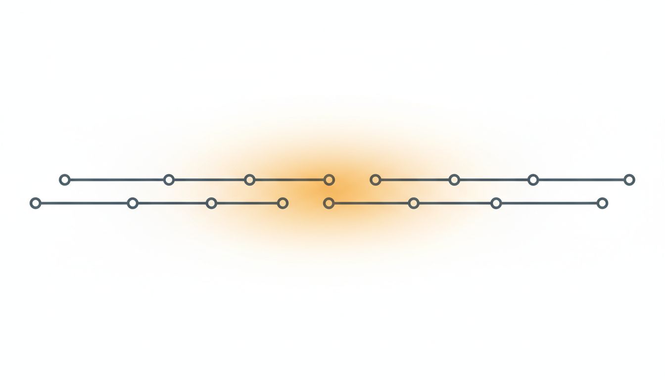 Abstract diagram showing two parallel event timelines nearly intersecting in a highlighted danger zone