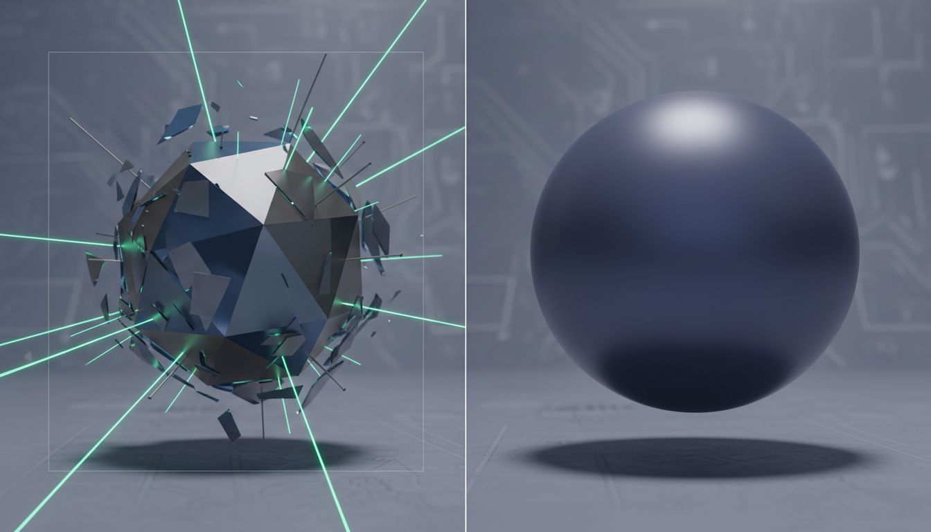Abstract illustration of the observer effect causing a system to change state when measured