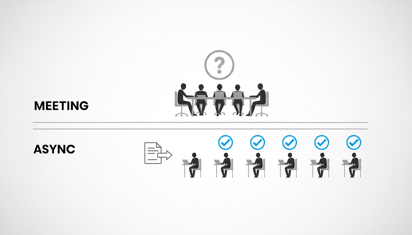 Diagram comparing meeting outcomes versus async decision-making outcomes