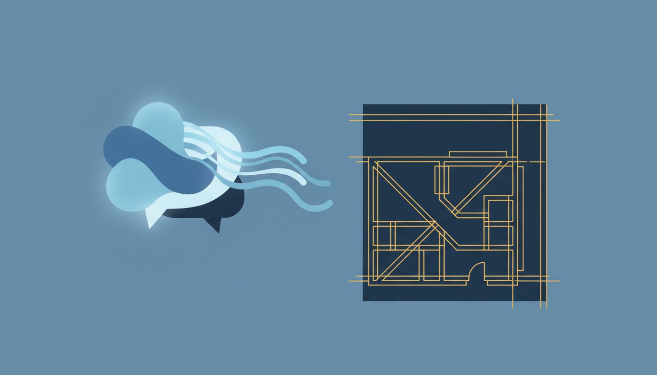 Illustration showing the gap between a vague prompt and a precise intended output