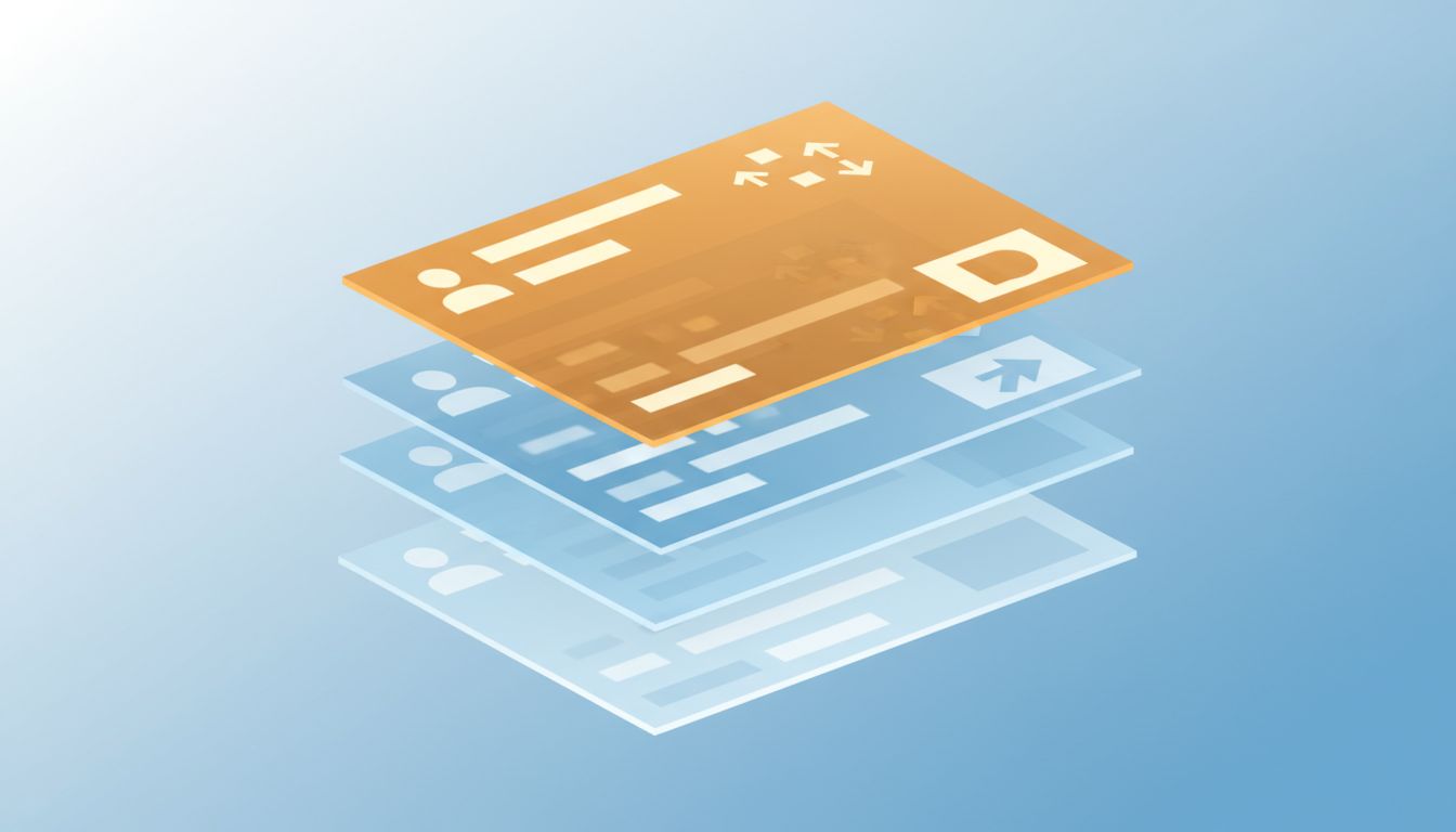 Abstract illustration of layered text blocks with uneven visibility, representing how a language model attends to different parts of a prompt