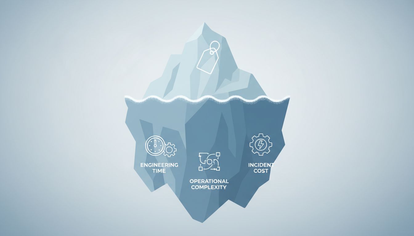 Iceberg diagram showing the small visible sticker price above water and much larger hidden costs below