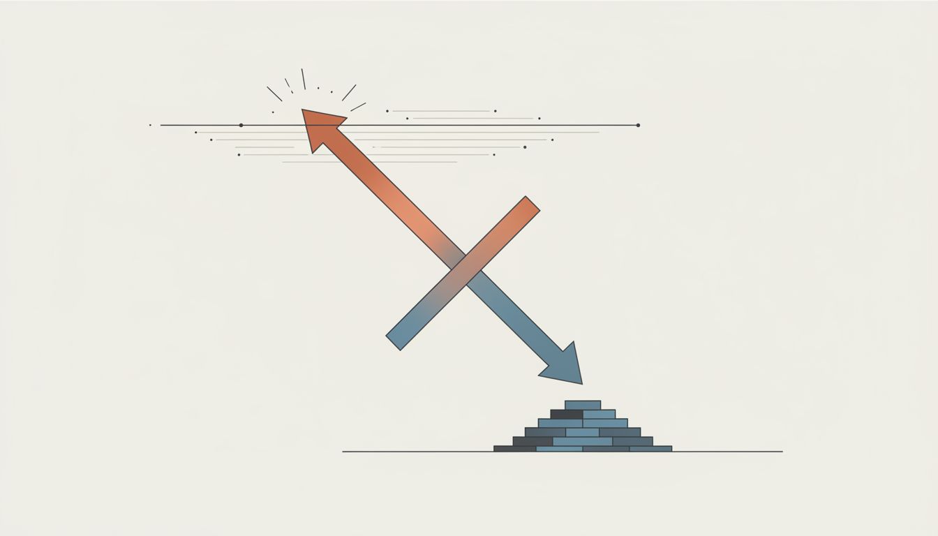 Diagram of outward vision arrow and inward execution arrow as complementary forces
