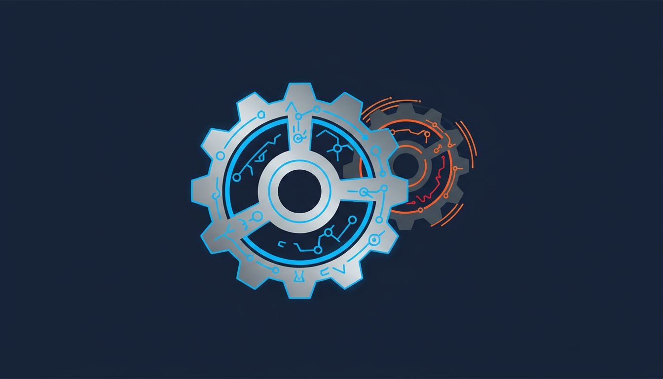 Diagram of two interlocking gears where the smaller hidden gear drives the larger visible one
