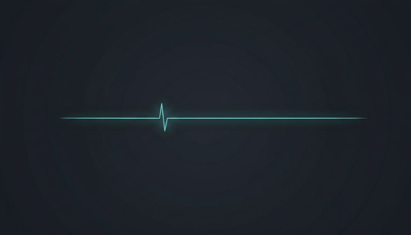 Minimalist heartbeat monitor illustration suggesting quiet but essential activity
