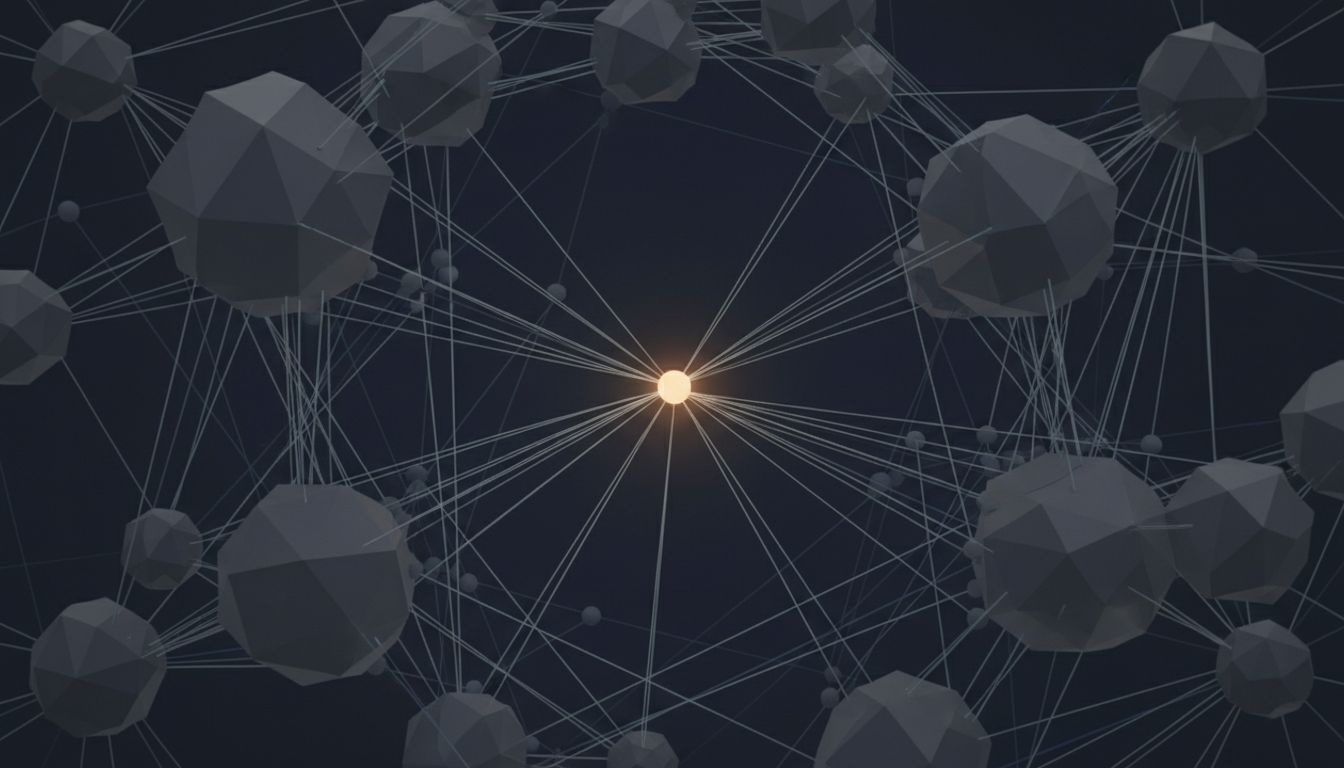 A network diagram where one small central node connects everything else